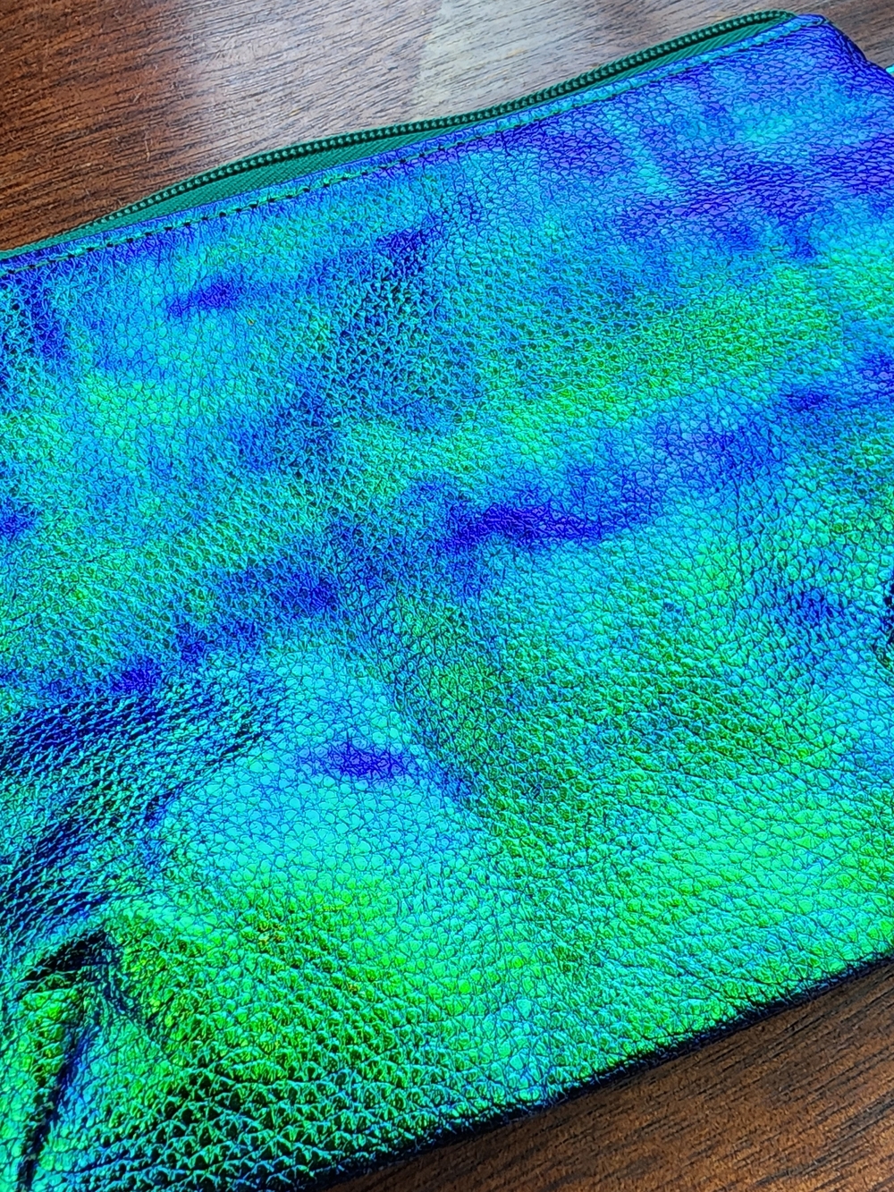 Metallic Iridescent Crossbody Bag Mermaid Green Blue Rave Festival Holographic